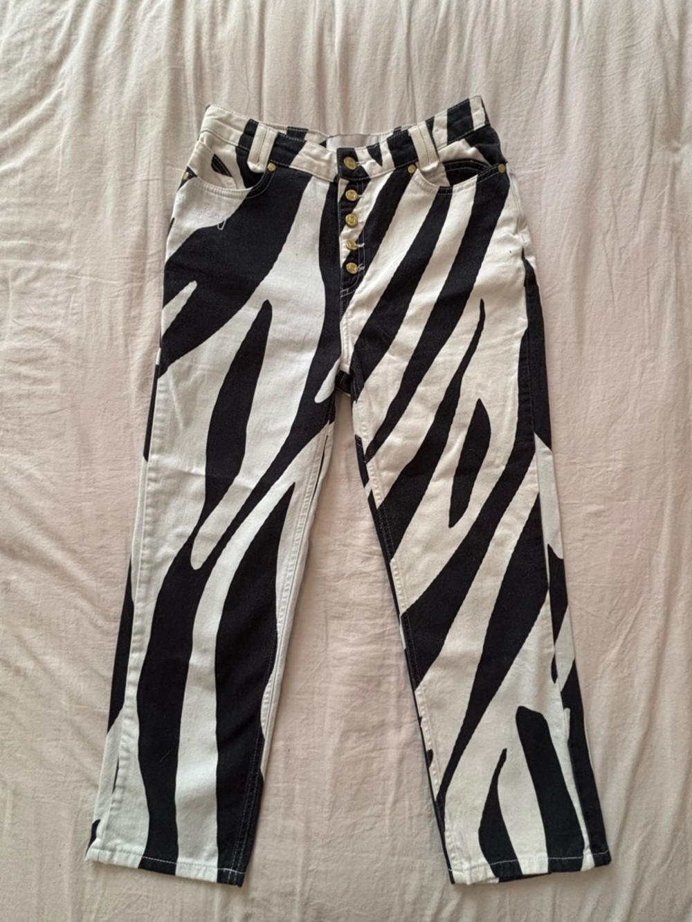 House of Sunny - Zebra-Pattern Jeans, Size 4